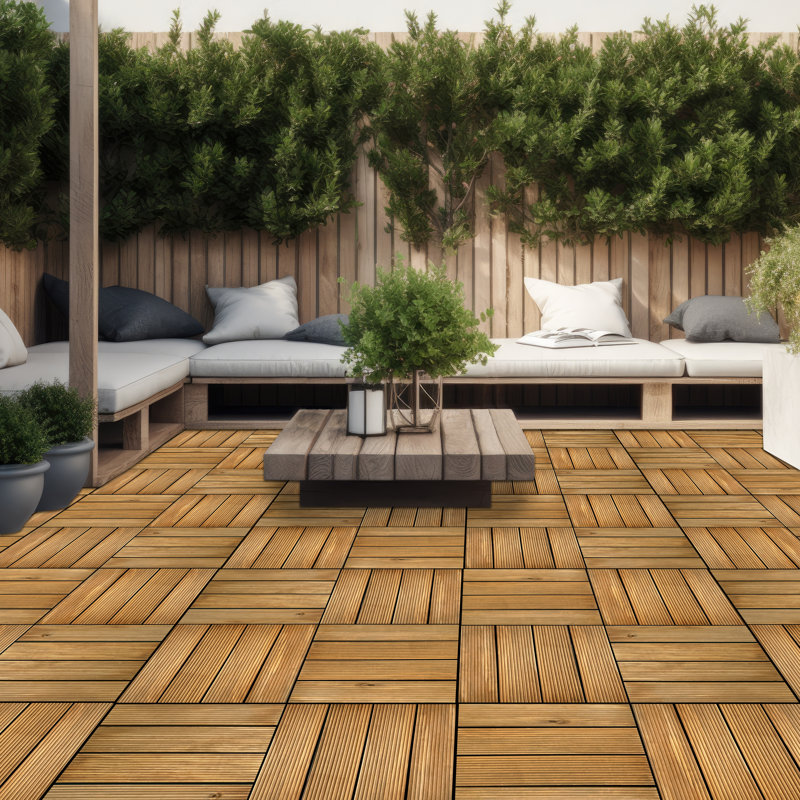 Interlocking Deck Tile, Honey Oak