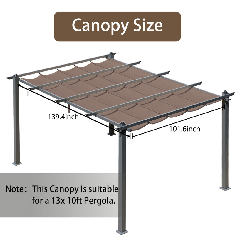 Aoodor Polyester Replacement Canopy for Pergola, 10' x 13'