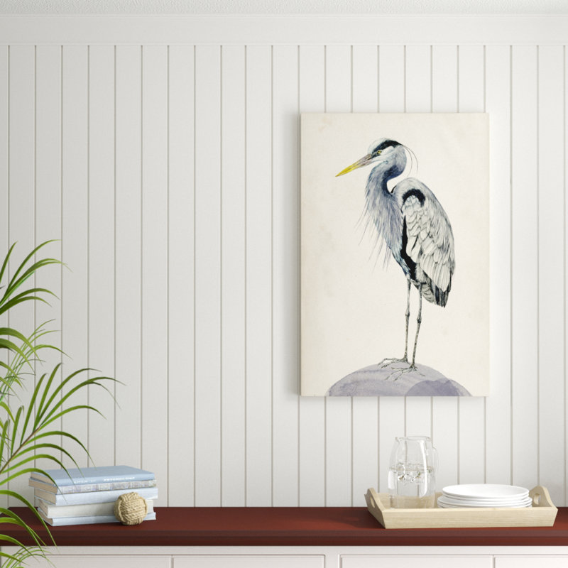 «Blue Heron Rendering II», peinture sur toile, H 36 po x l 24 po