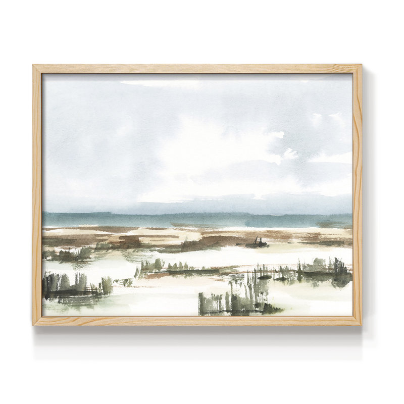 Coastal Wetlands Watercolor I - Reproduction encadrée - Restickable, H 8 po x l 10 po, Naturel