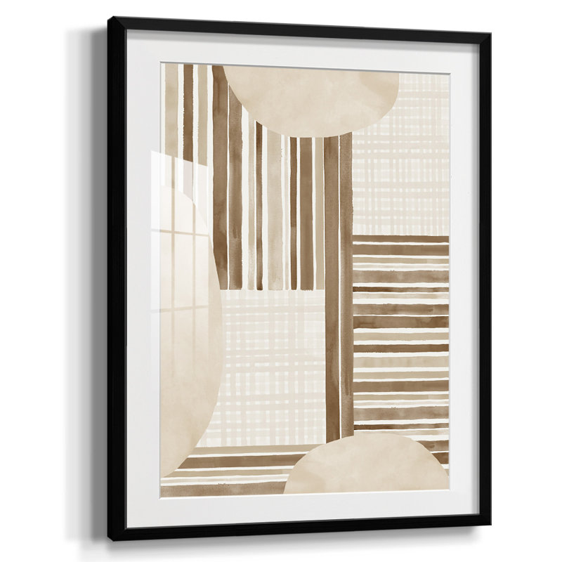 «Neutral Stripes», reproduction encadrée, Blanc, Papier avec cadre noir