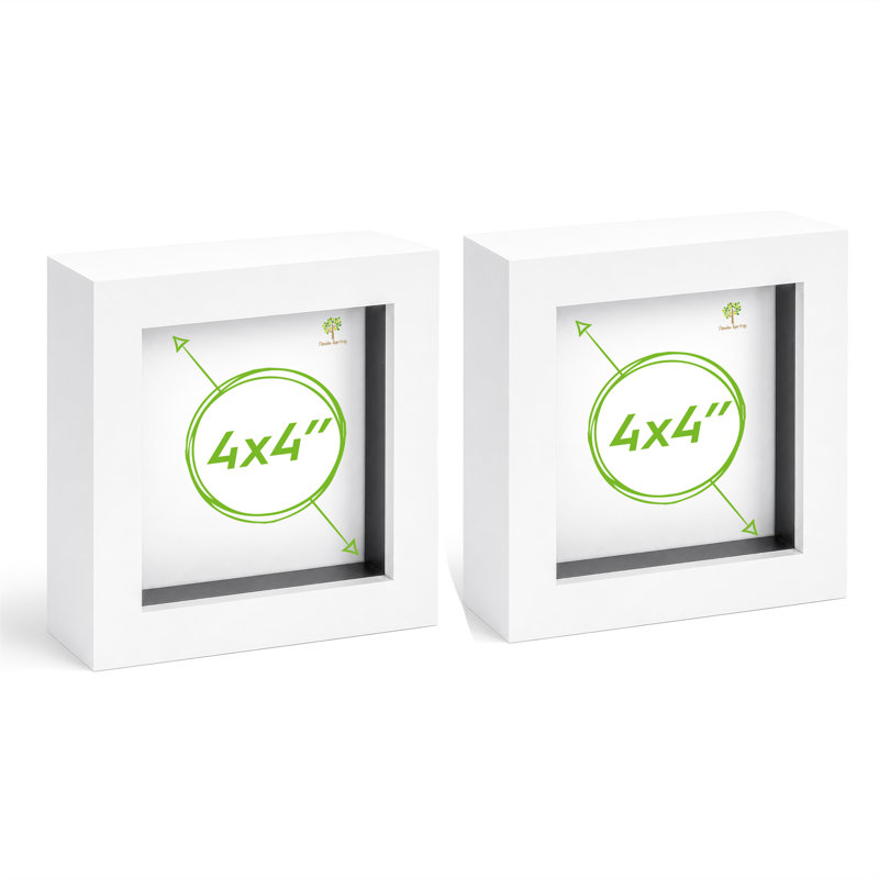 Nicola Spring - 3D Box Photo Frames, 12.5cm H x 12.5cm W x 3.5cm D, White