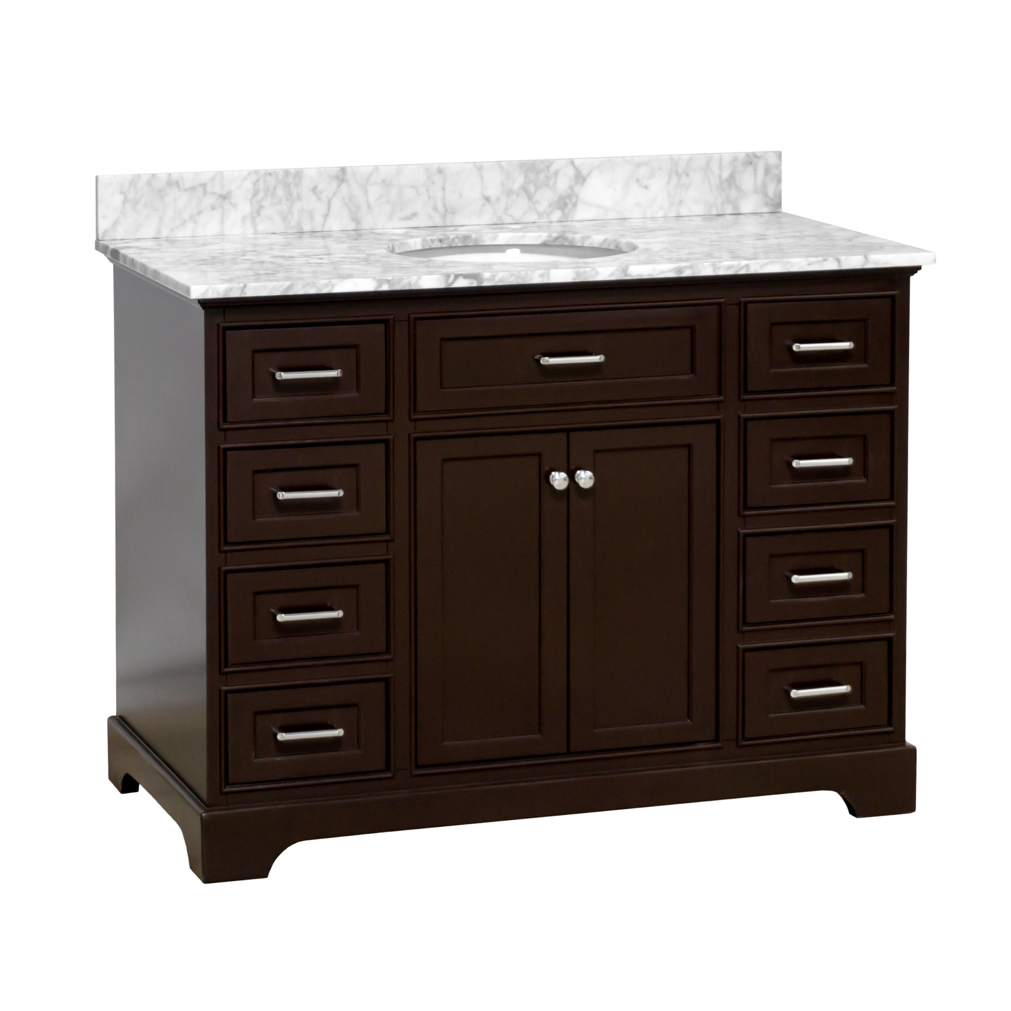 Ronnie 48'' Single Bathroom Vanity, Chocolate, Carrara Marble