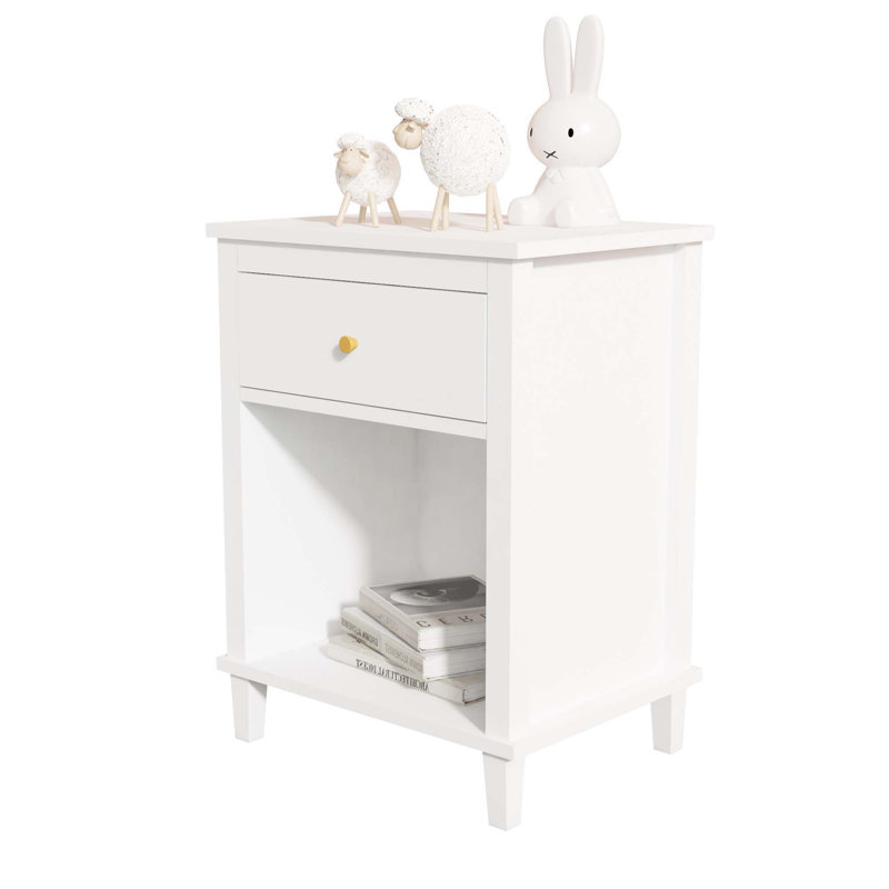 Aldreth 1 - Drawer Nightstand,Side Table With Shelf, White
