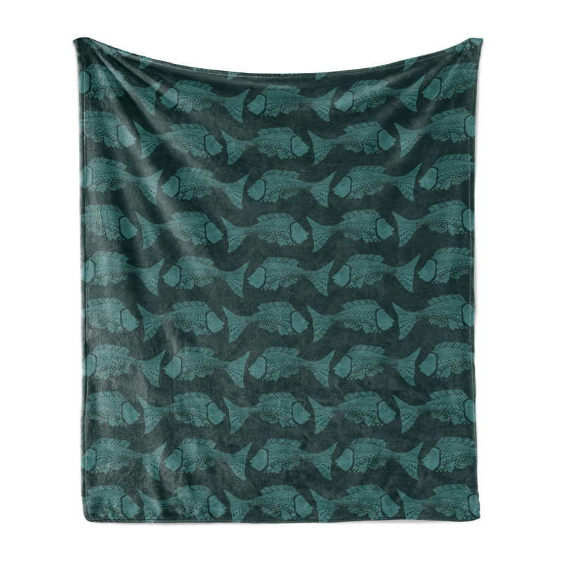Ambesonne Fleece Throw Blanket Folk Celtic, 60" W x 80" L, Green Dark Sea