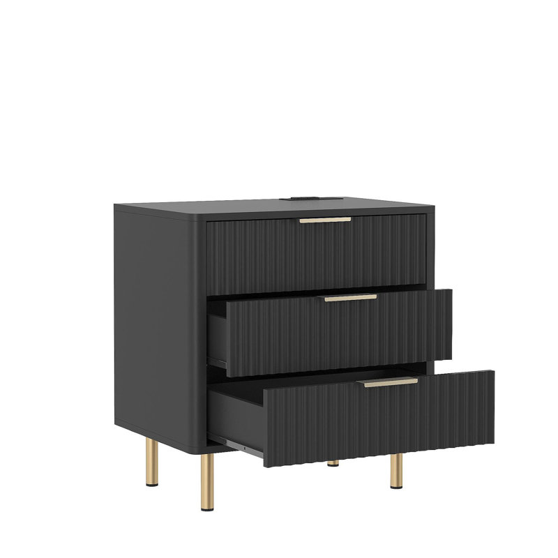Table de chevet avec station de charge, table de chevet intelligente avec veilleuse, table de chevet moderne avec armoire de rangement pour chambre à coucher