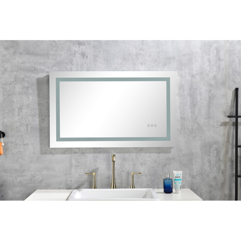 Miroir de salle de bain DEL, 32 po x 40 po, White/Black