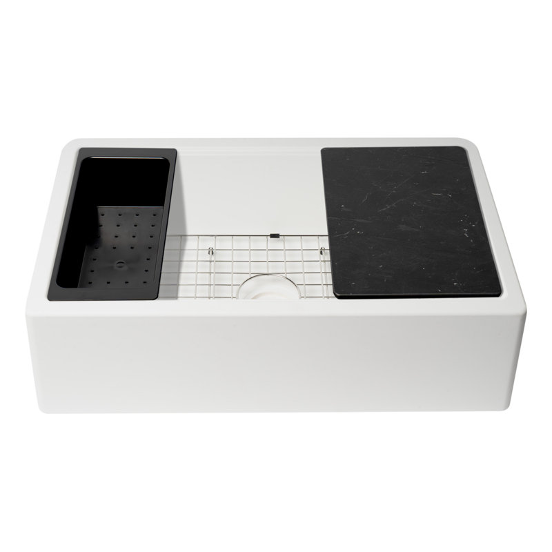 33'' L Single Bowl Granite Kitchen Sink, White