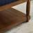 Large Square Upholstered Tufted Linen Ottoman Coffee Table, Large Footrest Ottoman With Solid Wood Shelf- Navy Blue-691461055