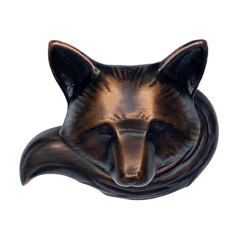 Heurtoir de porte renard, Bronze huilé, 3,75 po x 3 po x 2,25 po