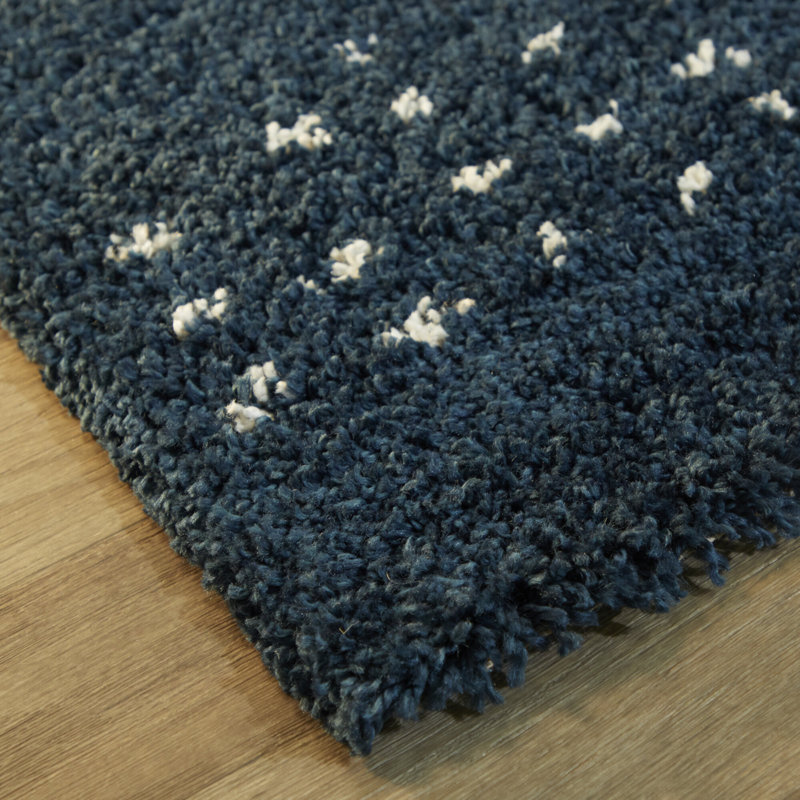 Crista Abstract Polka Dots Shag Area Rug, Runner 2'2" x 7'