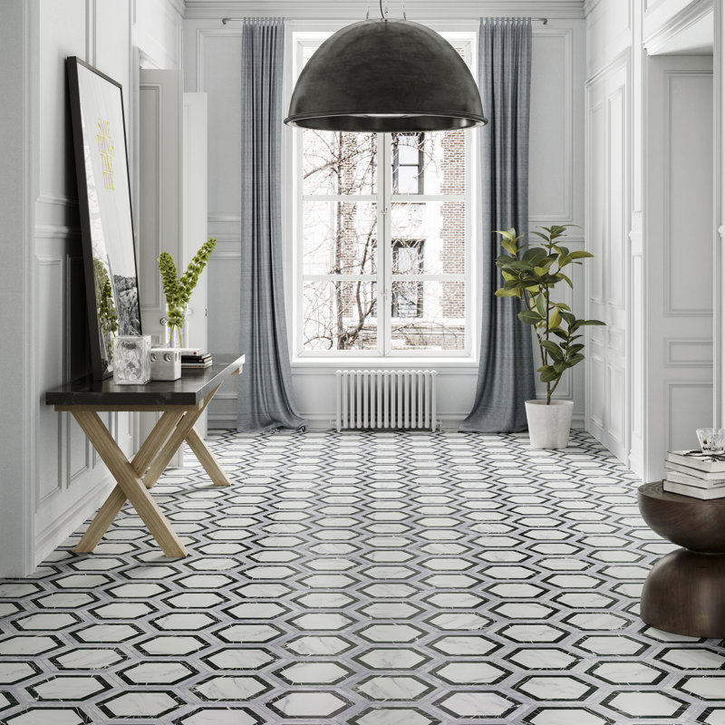 BioTech 11" x 13" Porcelain Wall & Floor Tile, Gray/Black