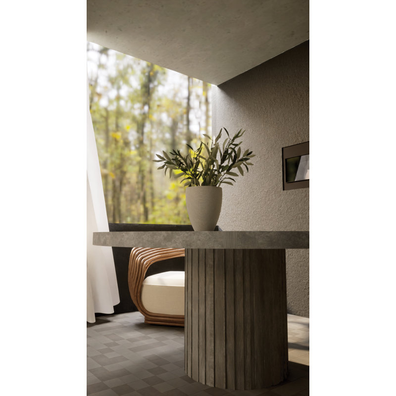 Perpetual Outdoor Round Dining Table, Slate Gray