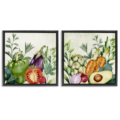 Country Harvest Vegetables 2pc Floating Frame Set, design by Kim Allen