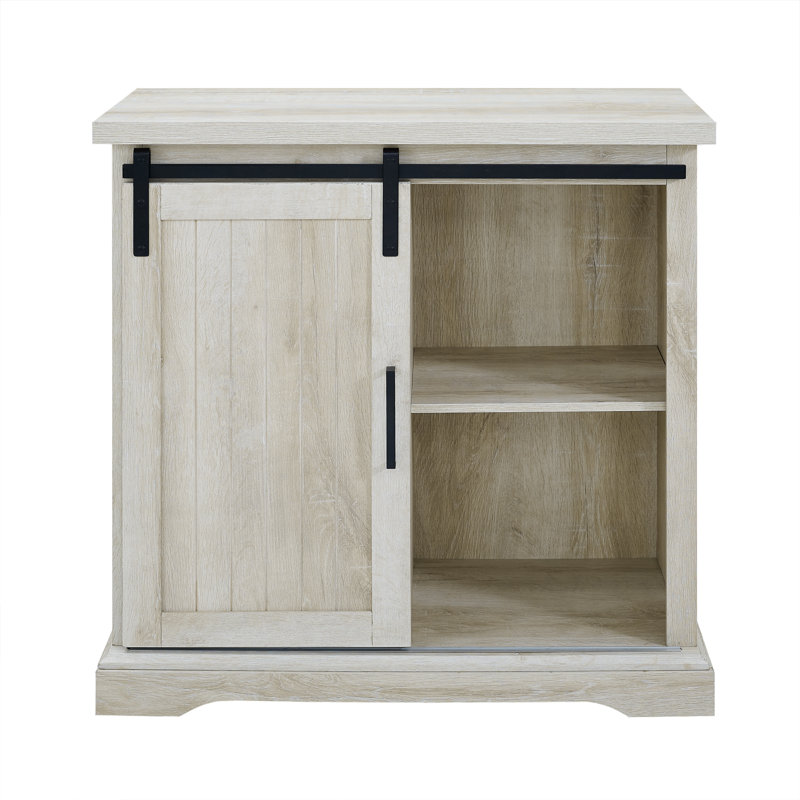 Desserte d'appoint de 32 po avec porte coulissante Stotfold, Chêne blanc