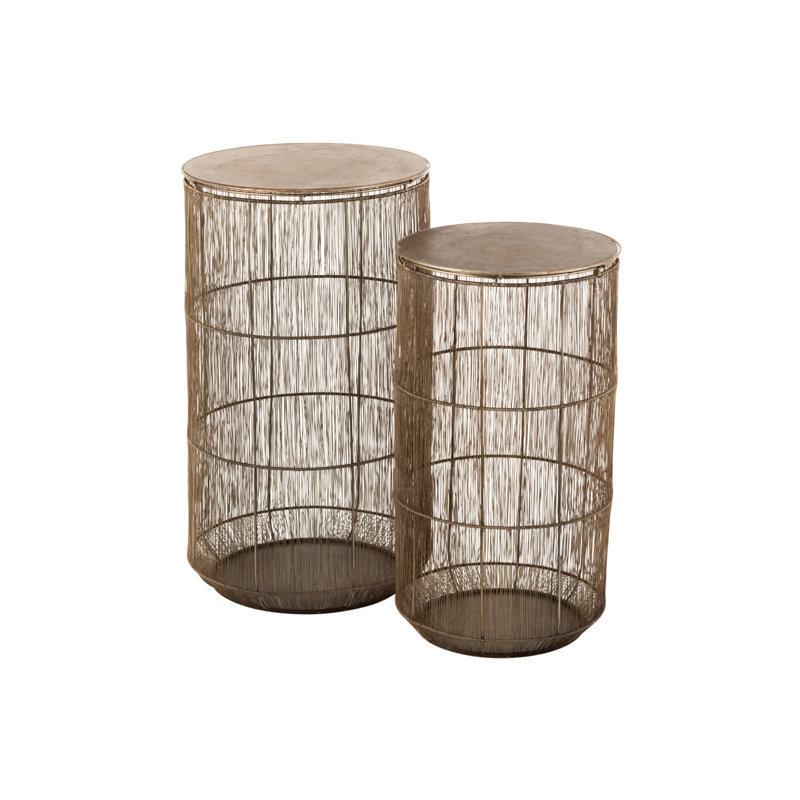 Wieland Tray Top Drum Side Table Set