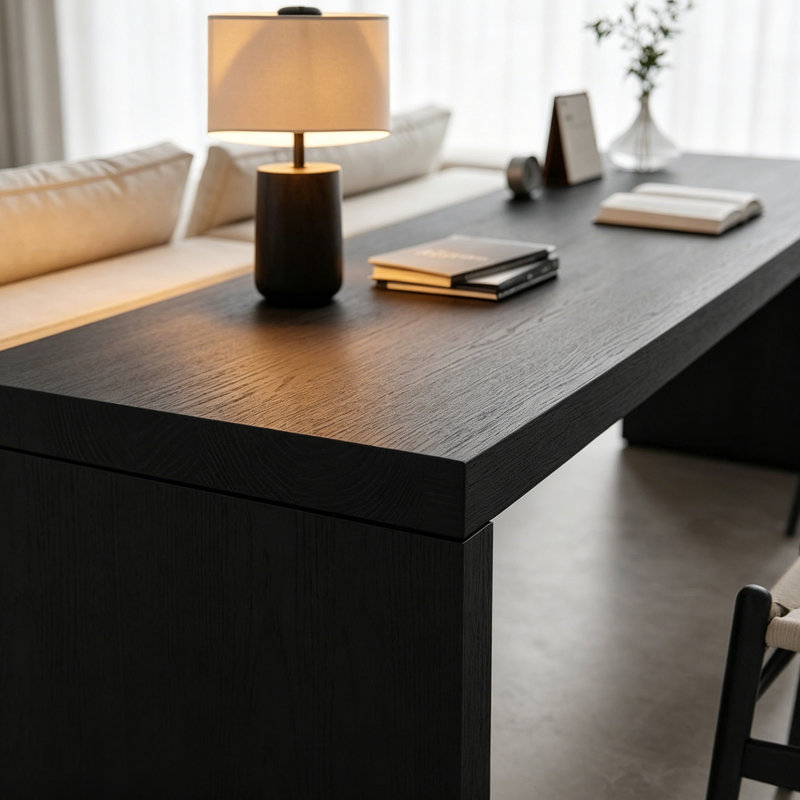 Bureaux rectangulaires modernes en bois massif noir, H 29,52 po x l 78,74 po x P 23,62 po