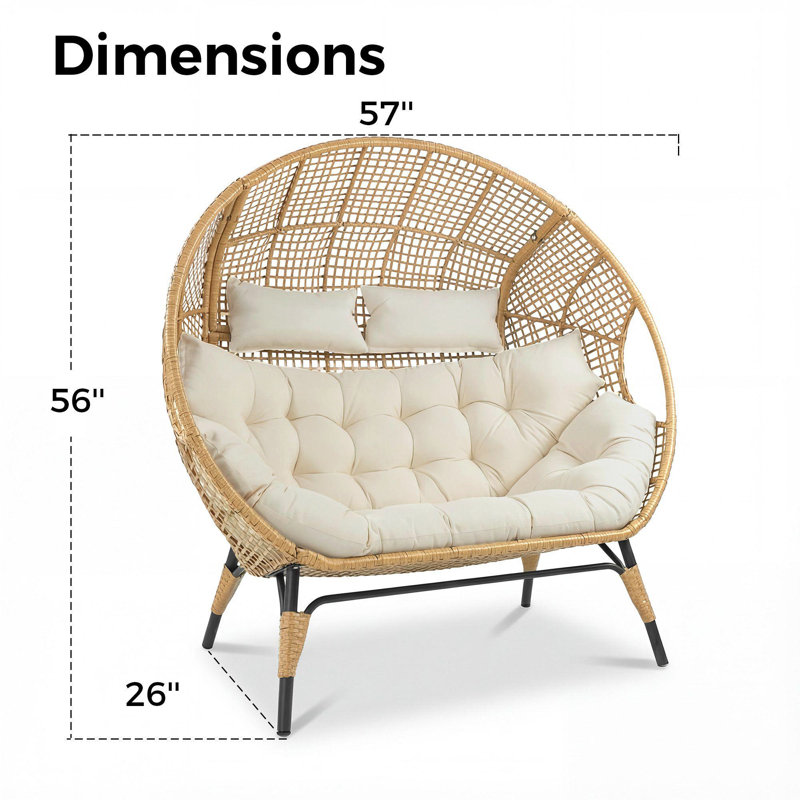 Fauteuil en osier 2 pièces Damarie, Beige