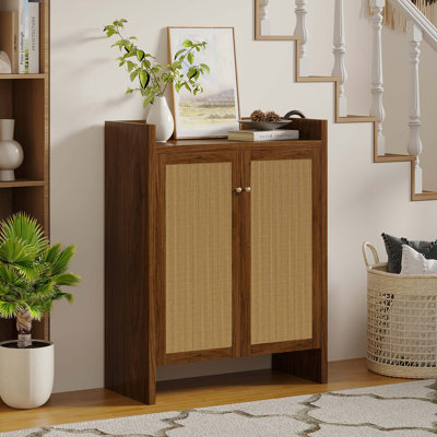 Armoire de rangement à chaussures en rotin avec tablettes réglables à 6 niveaux pour l'organisation à la maison