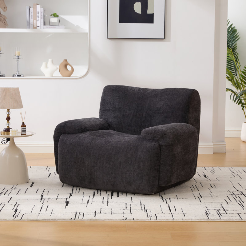 42.11" W Upholstered Minimalist Sponge Filling Accent Armchair, Black