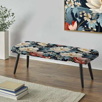 «Subdued Enchantment Moody» - Banc rembourré floral noir