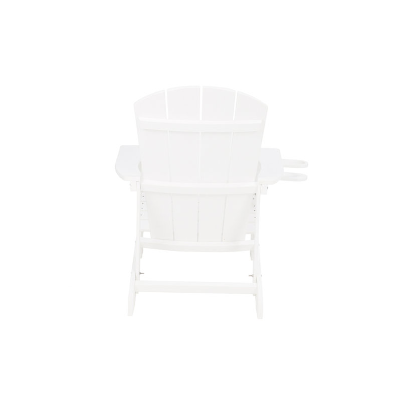 Fauteuil 2 pièces Adirondack, chaise longue d'extérieur avec porte-gobelet latéral intégré, Blanc