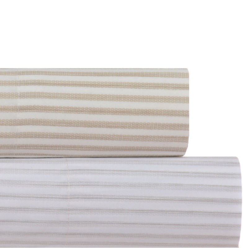 Ensemble de draps en coton percale Tommy Bahama, Ensemble de draps pour grand lit avec 2 taies d'or, Paloma blanc