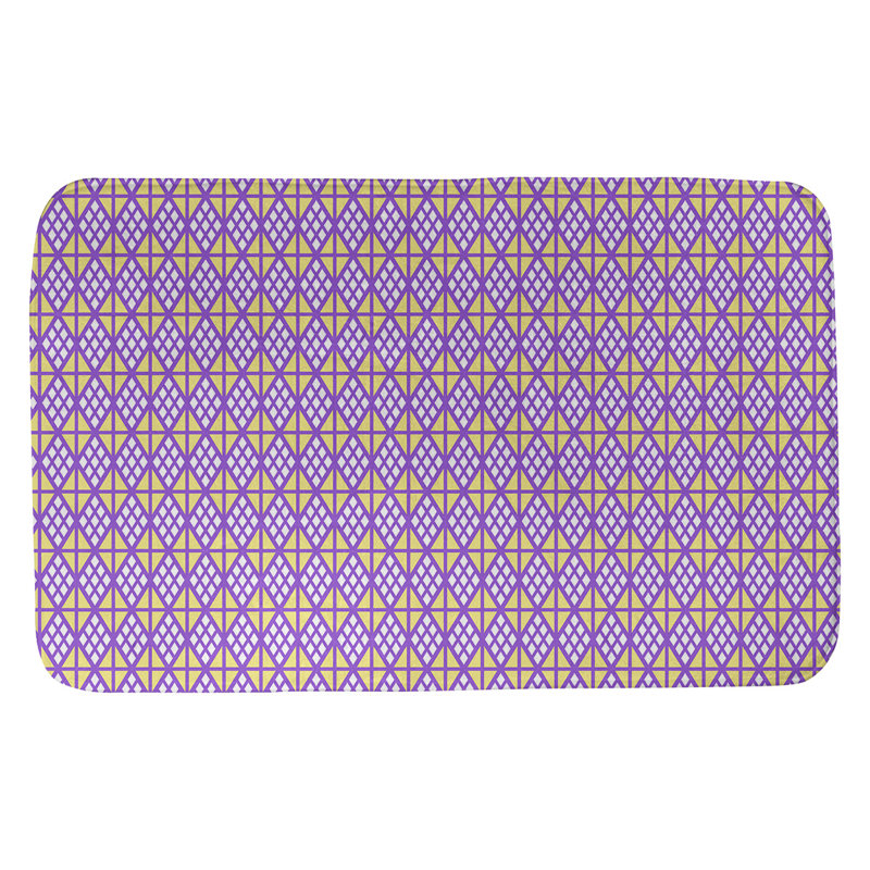 Tapis pour salle de bain diamants Leffel, l 17 po x L 24 po, Mauve / Jaune