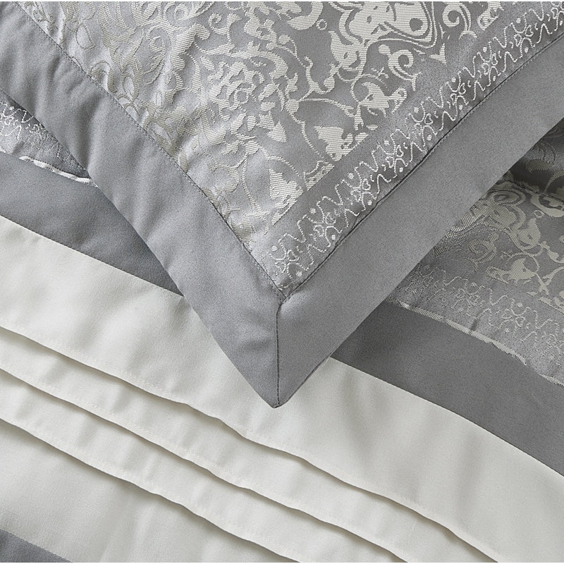Ensemble d'édredon en microfibre 7 pièces Charley, Édredon de très grande taille et 6 pièces suppl, Gris