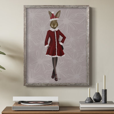 Christmas Christmas Fashion Bunny, reproduction encadrée - bois massif