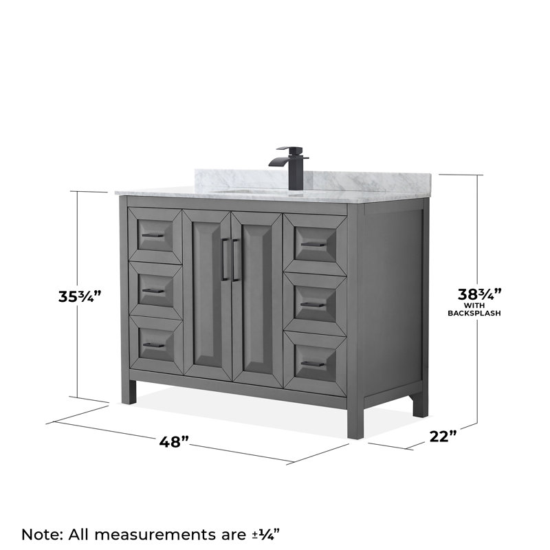 Daria 48'' W Single Vanity, Dark Gray, Matte Black