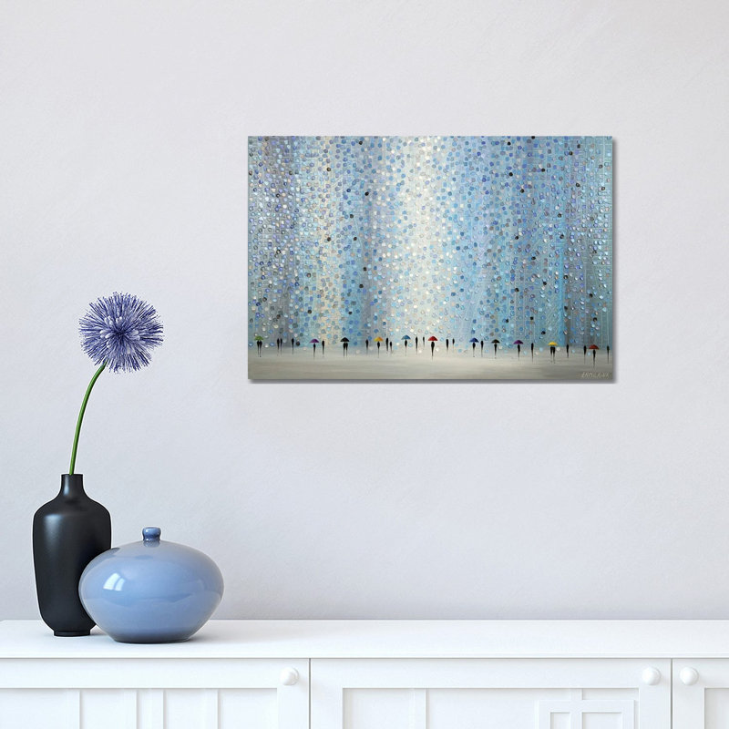 Little Umbrellas by Ekaterina Ermilkina - Painting on Canvas, 30.48 cm H x 45.72 cm W, Wrapped Canvas