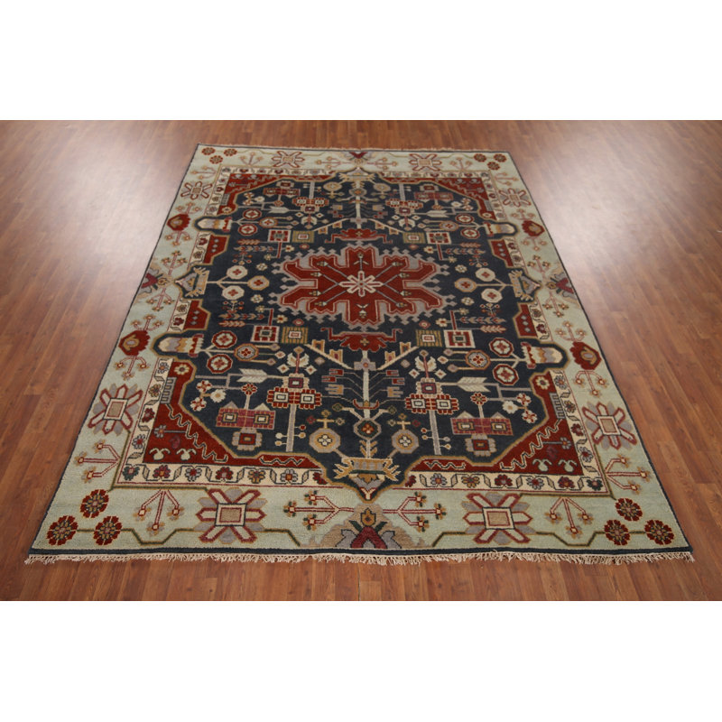 Tapis bleu marine / bleu 9 pi 9 po x 8 pi One-of-a-Kind