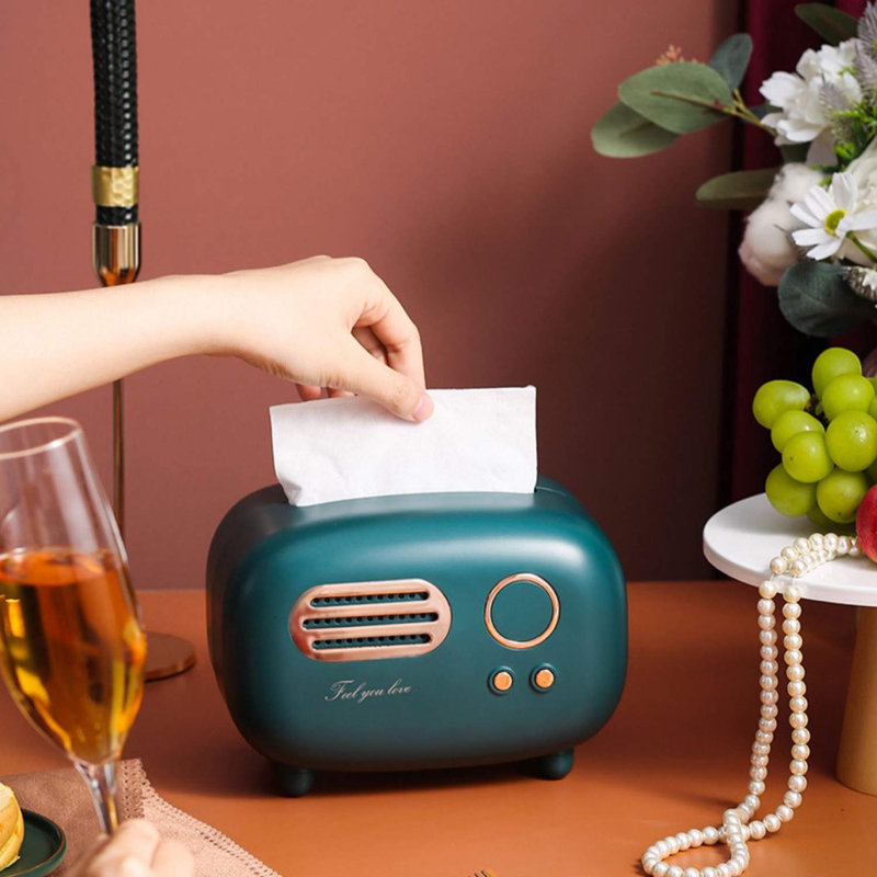 Boîte à mouchoirs en forme de radio rétro, pratique et mignonne