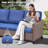 Outdoor 76'' Wide Wicker Patio Sofa With Cushions & Round Armrests, All-Weather PE Rattan Outdoor Sofa For Balcony, Deck, Poolside, Blue-1849875387