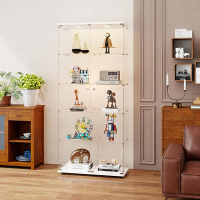 Vitrine 74,8 po en verre blanc avec éclairage DEL
