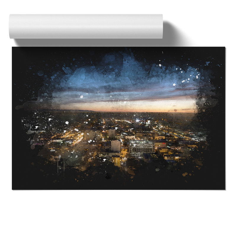 Los Angeles Skyline Paint Splash - Frameless Print, 42cm H x 59cm W x 0.1cm D