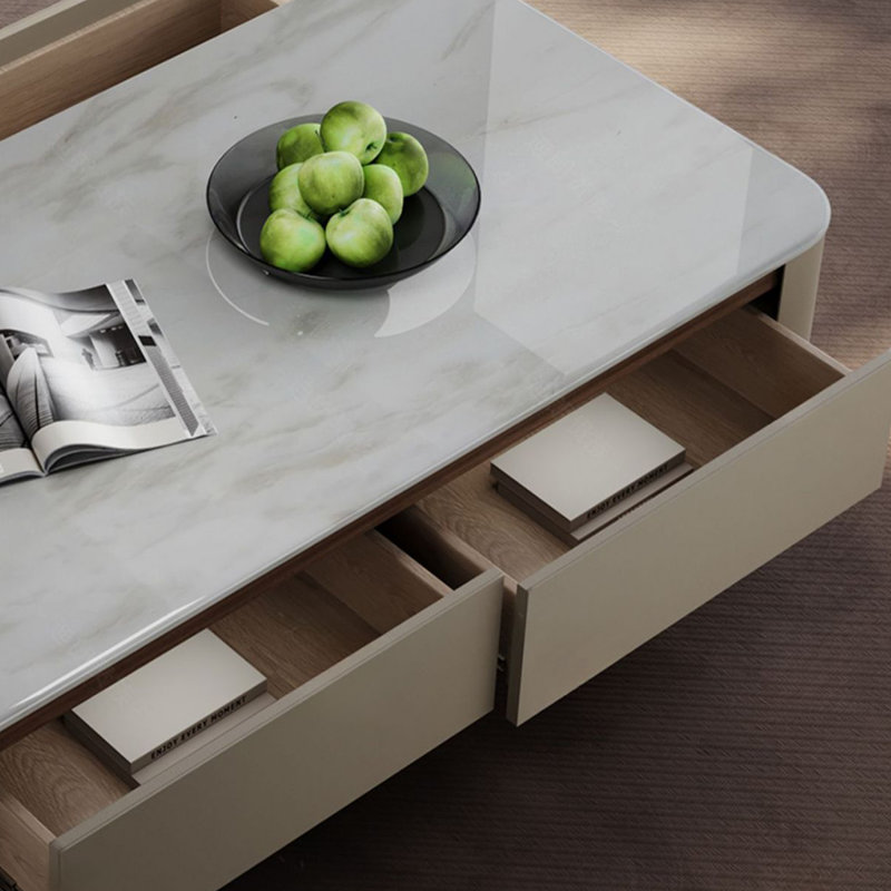 Luxury Marble Coffee Table, 15.74" H x 47.24" L x 23.62" W