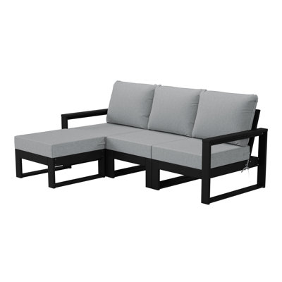 Patio 4-Piece Deep Seating Set With Ottoman With Frame