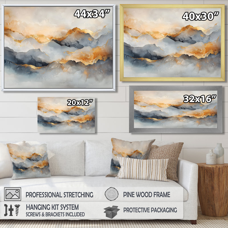 Alpert - Abstract Wall Art, H 16 po x l 32 po, Cadre flottant, Argent argent