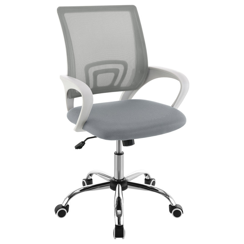 Upholstered Adjustable Home Office Desk Chair, Light Gray
