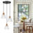 3 - Light Cluster Pendant Adjustable Farmhouse  Woodgrain Finish