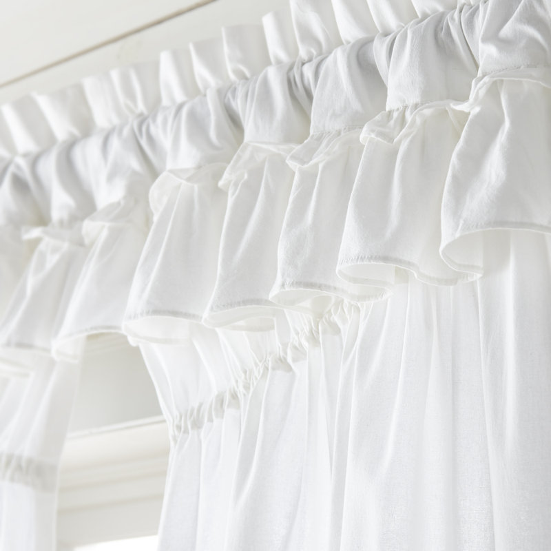 Chayne 100% Cotton Semi Sheer Pair, Soft White, 36" W x 84" L