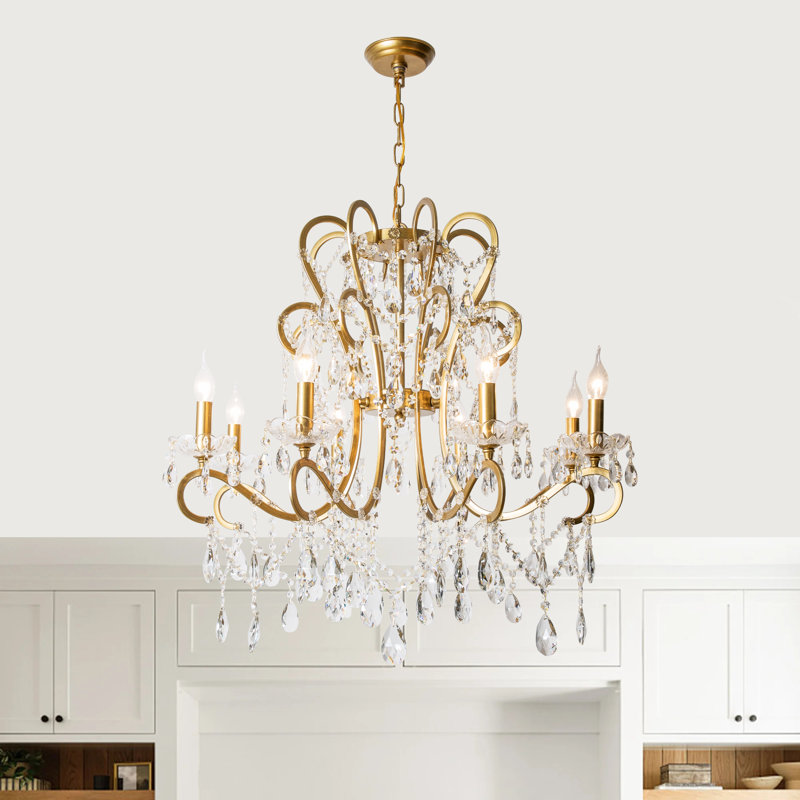 Lustre traditionnel de style bougie Valmira , H 27,5 po x l 31,4 po x P 31,4 po, 8 lumières