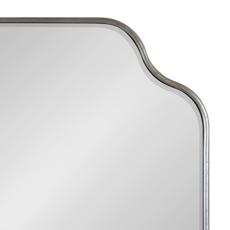 Aransa Scalloped Rectangle Wall Mirror, 24" x 18", Silver
