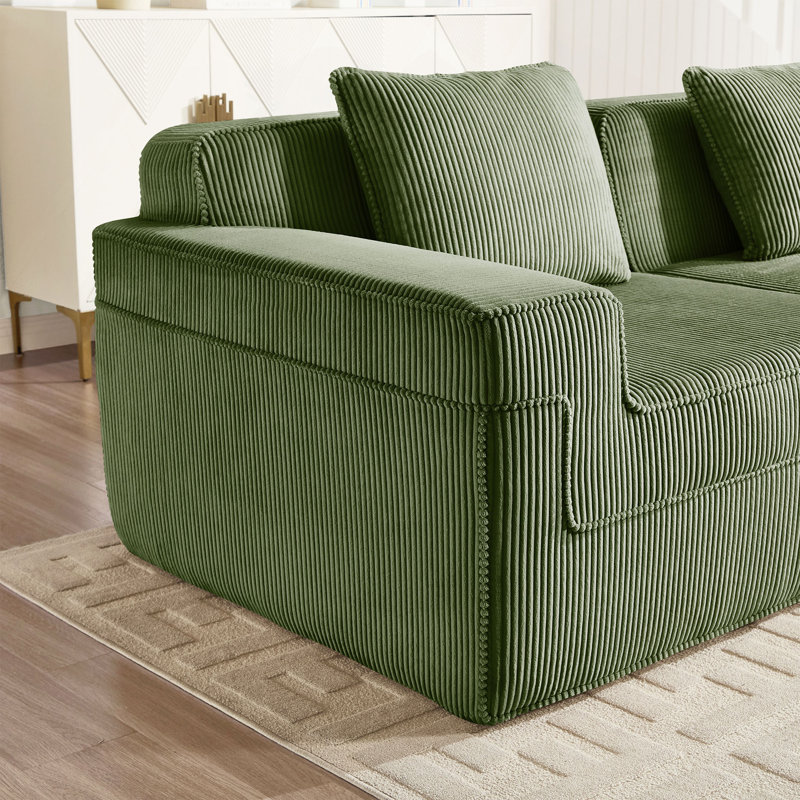 Martha Ottoman Corduroy, Green