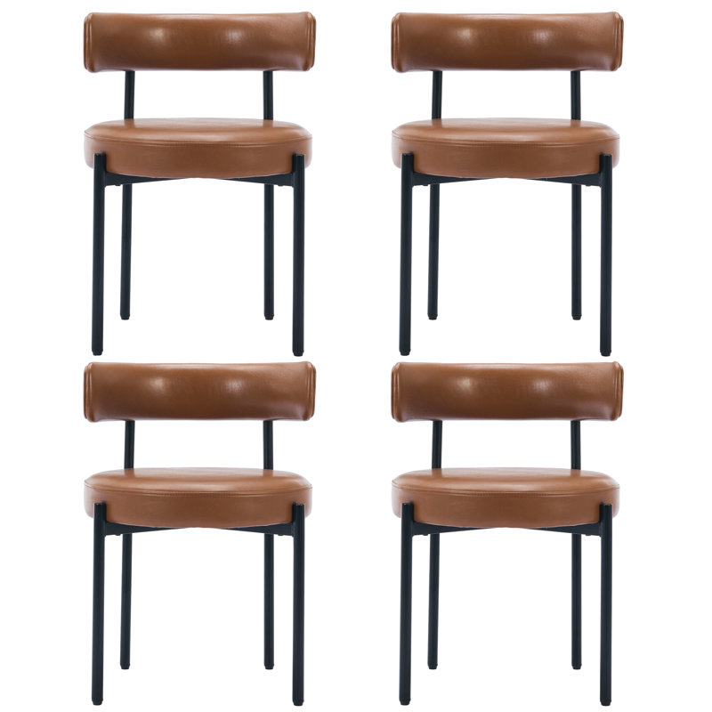 Chaises d'appoint rembourrées en similicuir, Whisky brun, 4