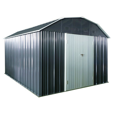 10 Ft X 12 Ft Outdoor Metal Storage Shed With Arch Roof With Lockable Doors For Backyard Garden Patio Lawn, Black