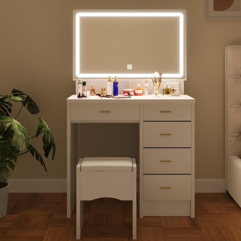 Vanity Desk With Mirror And Lights