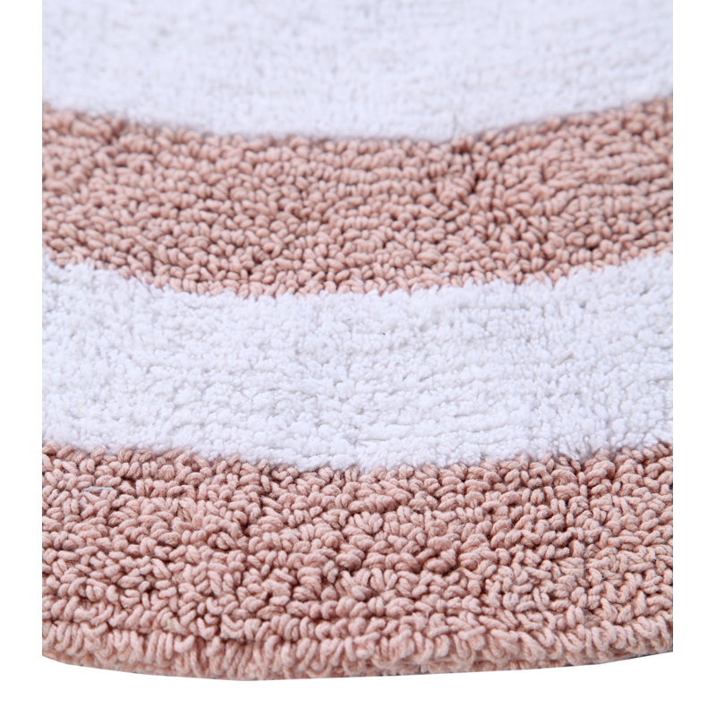 Manigault Cotton Bath Rug, Coral/White